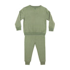 Heather Sage with Brave Embroidered Bamboo French Terry Pullover & Jogger Set