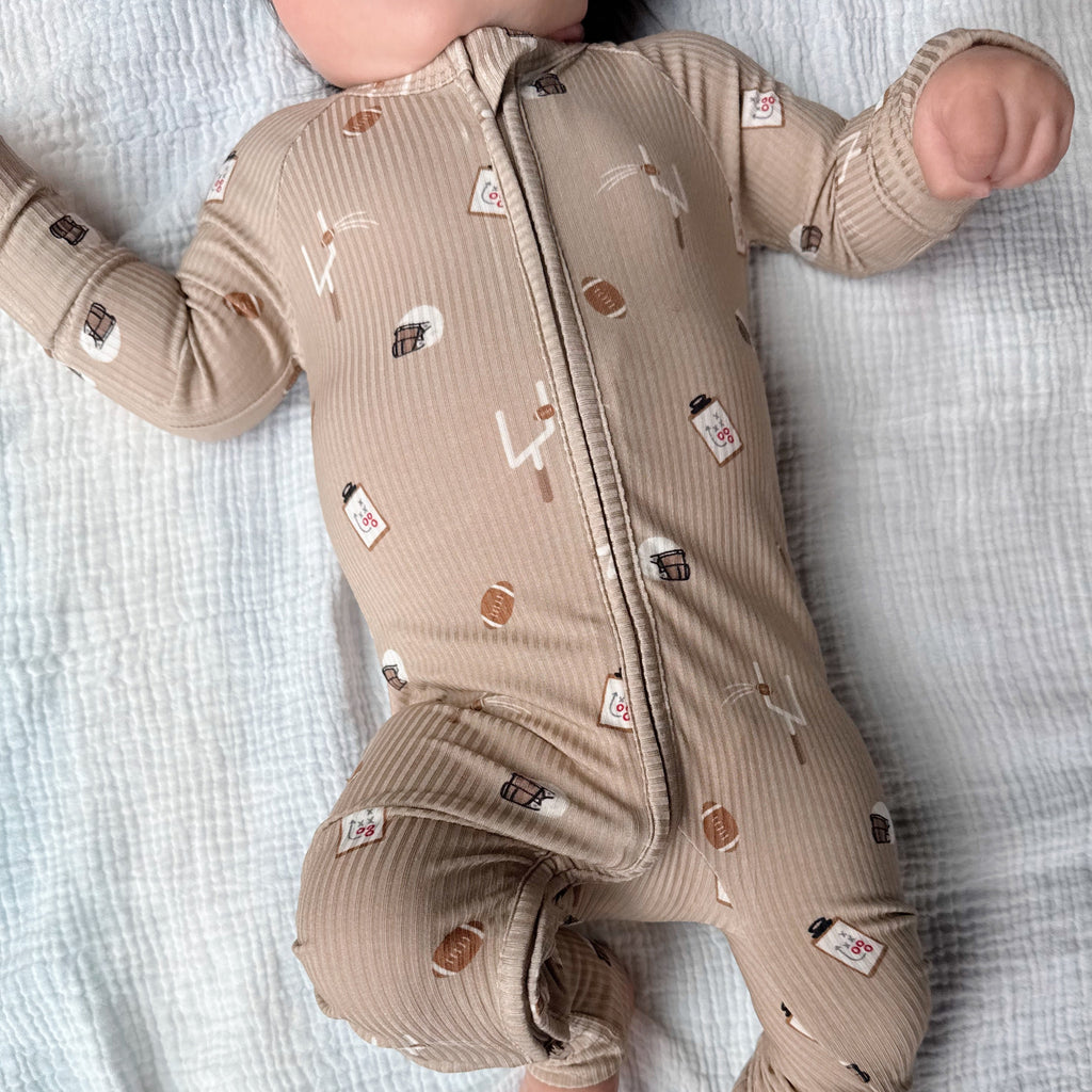 Football Small Ribbed Zip Romper