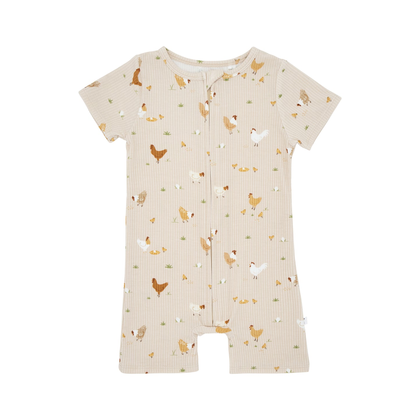 Chickens Small Ribbed Summer Zip Romper