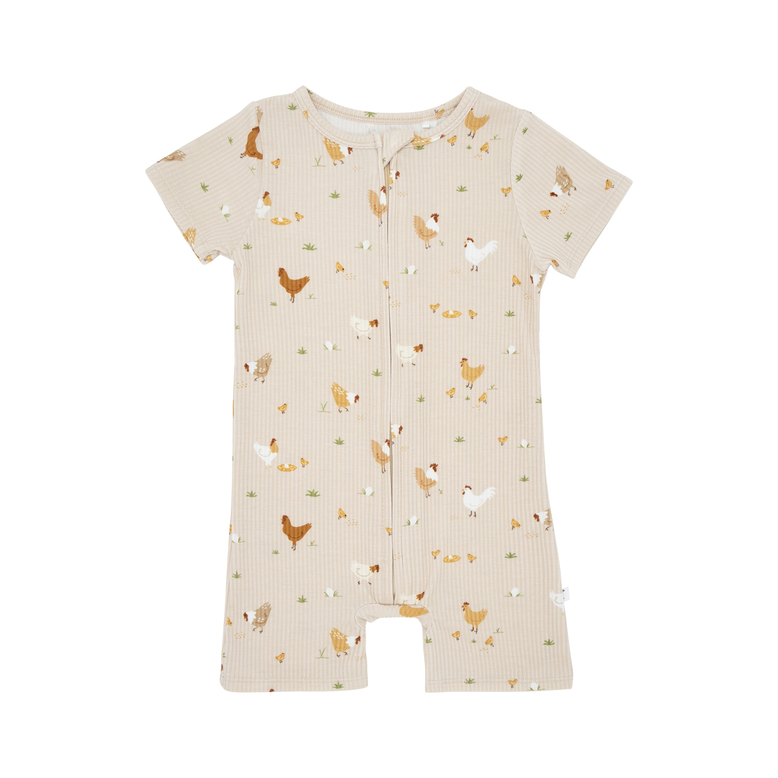 Chickens Small Ribbed Summer Zip Romper