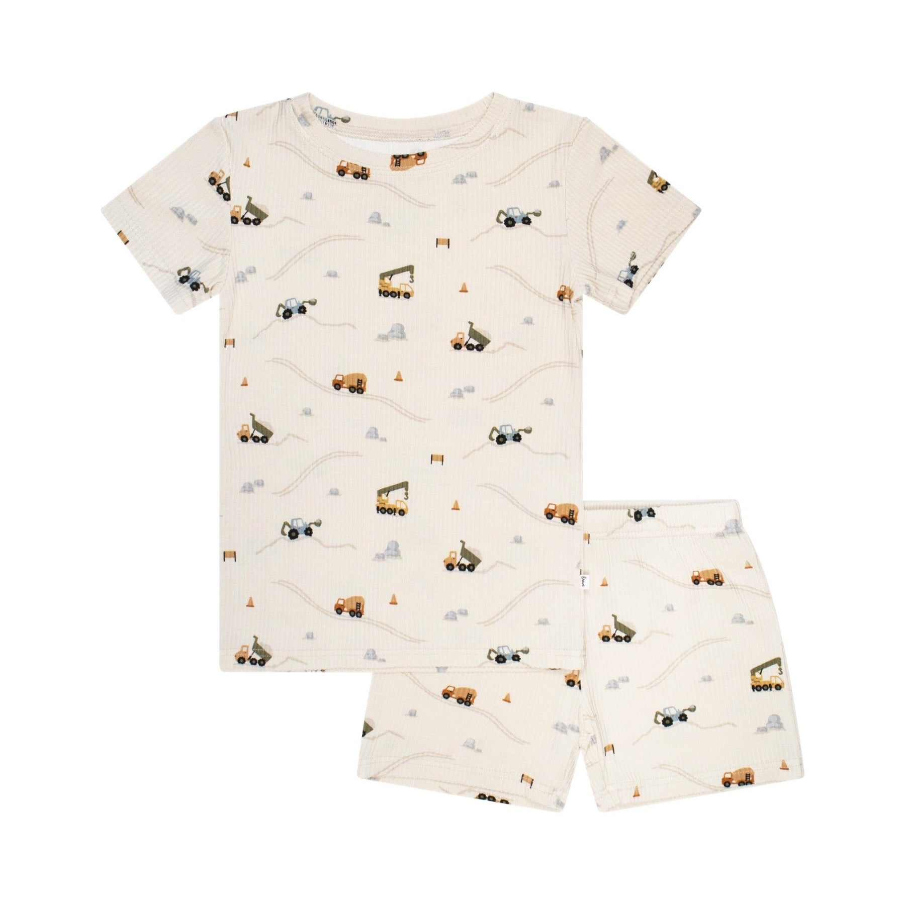 Construction Small Ribbed Shorts Two-Piece Set