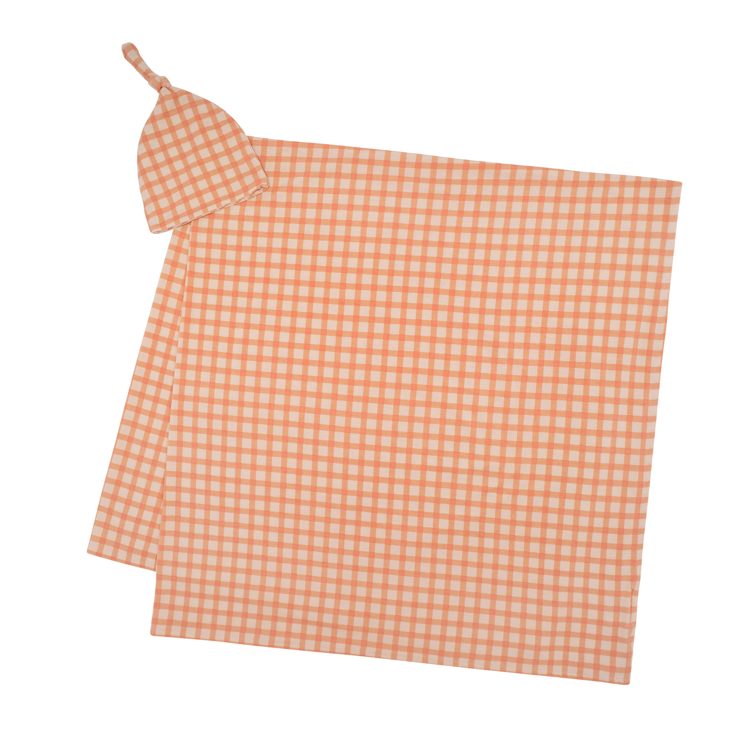 Coral Gingham Swaddle Set