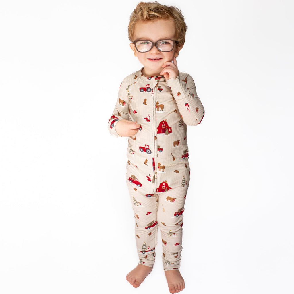 Country Christmas Small Ribbed Zip Romper