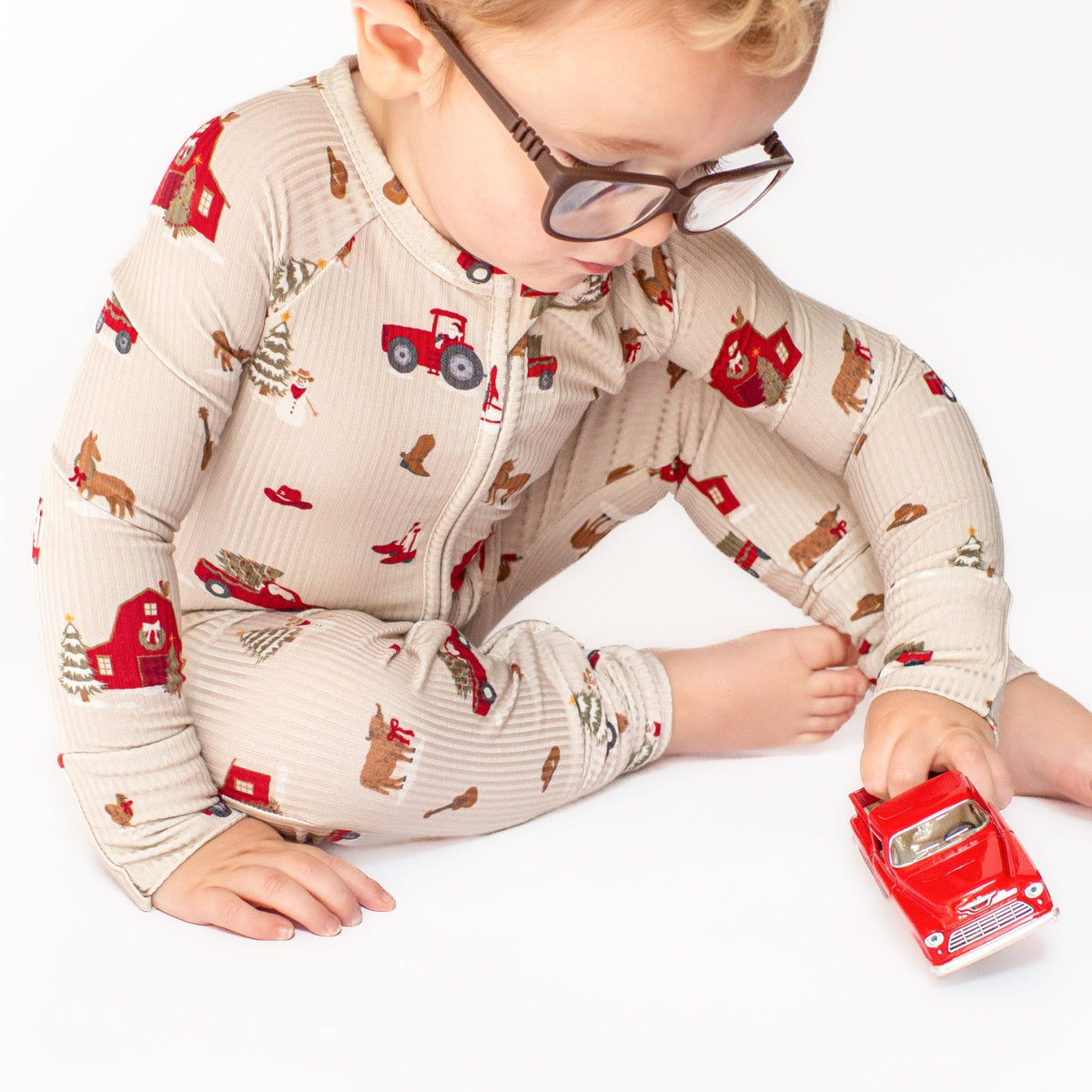 Country Christmas Small Ribbed Zip Romper