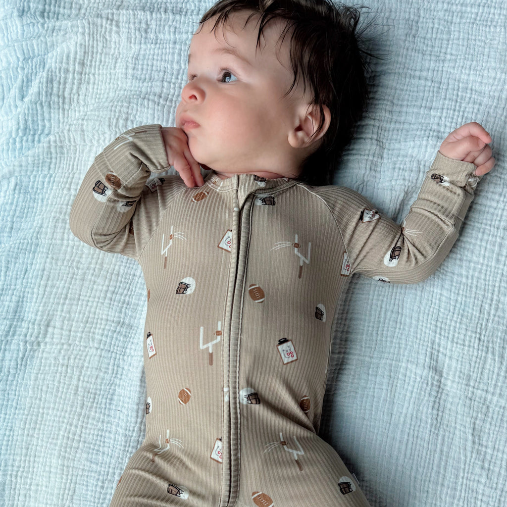 Football Small Ribbed Zip Romper