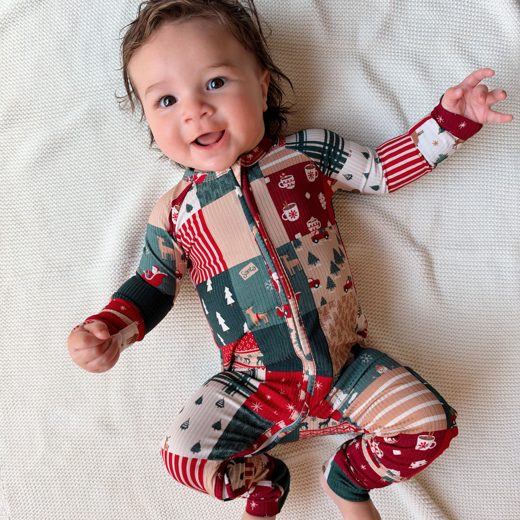 Patchwork Small Ribbed Zip Romper
