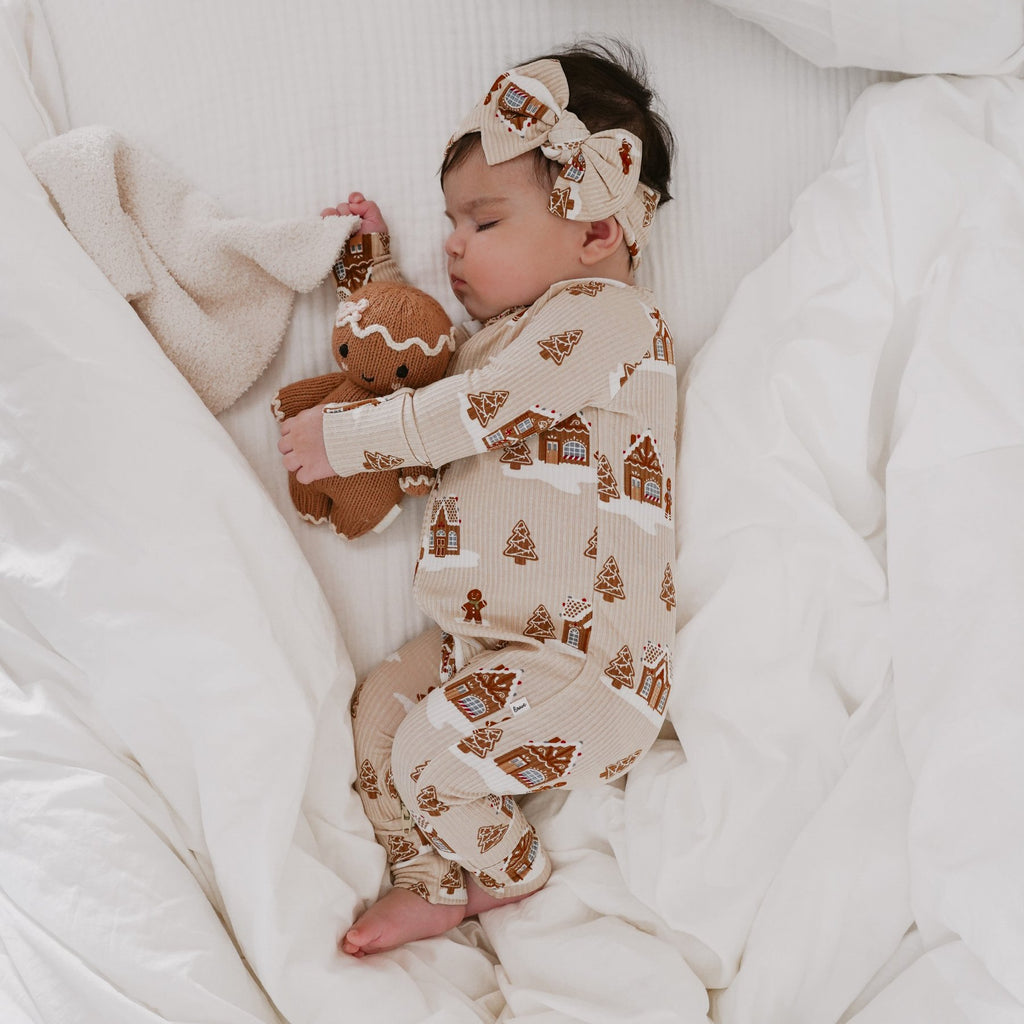 Gingerbread Small Ribbed Zip Romper