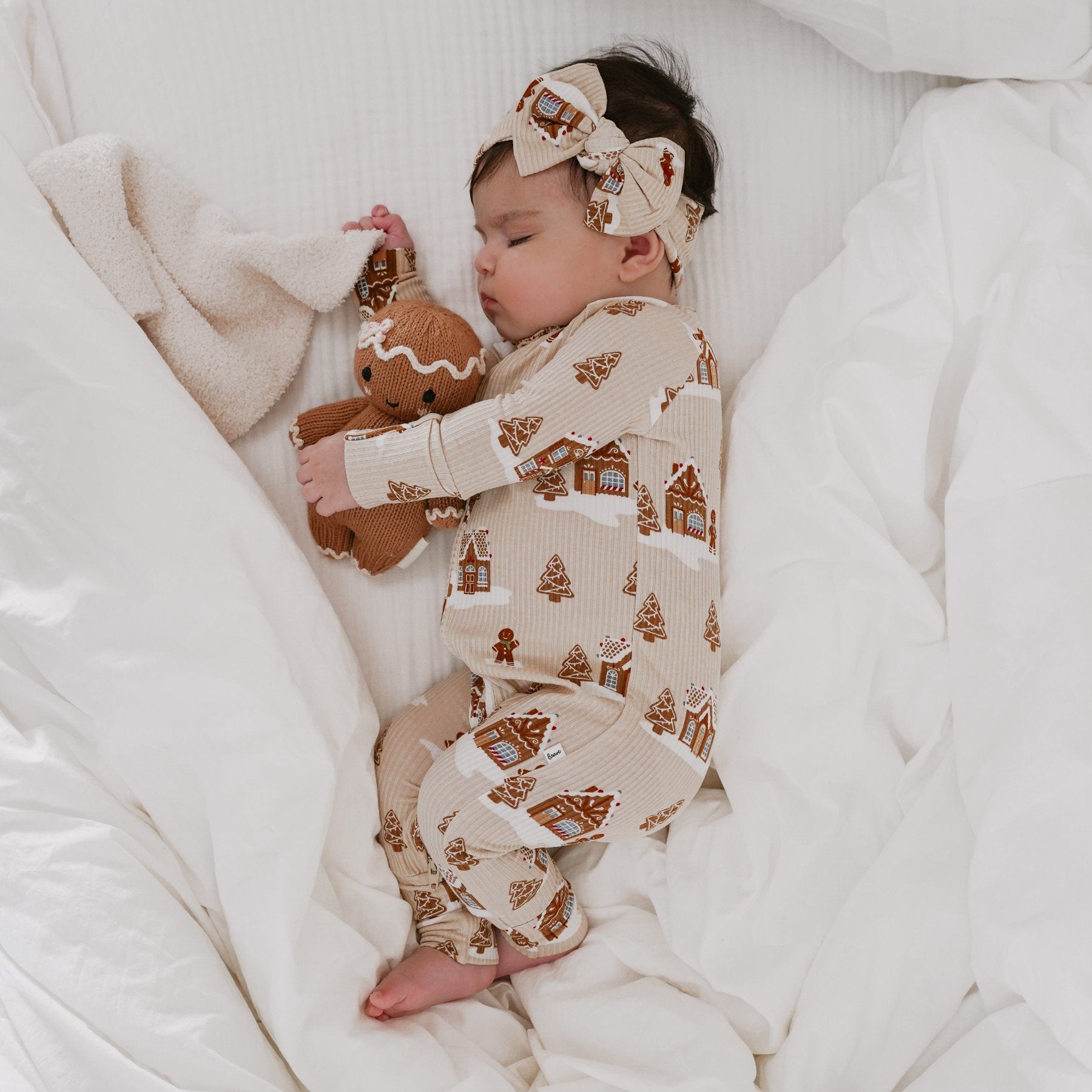 Gingerbread Small Ribbed Zip Romper