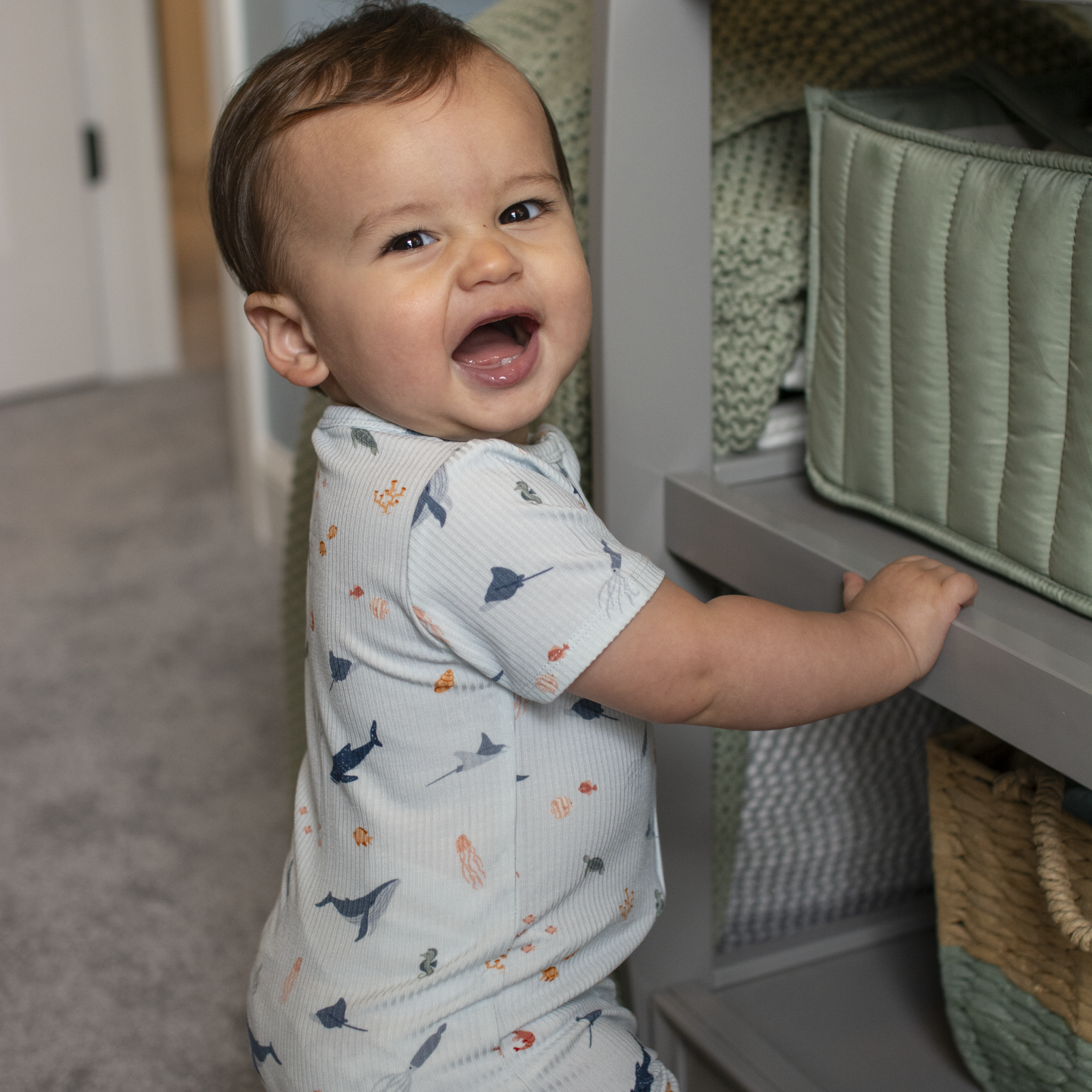 Under The Sea Small Ribbed Summer Zip Romper