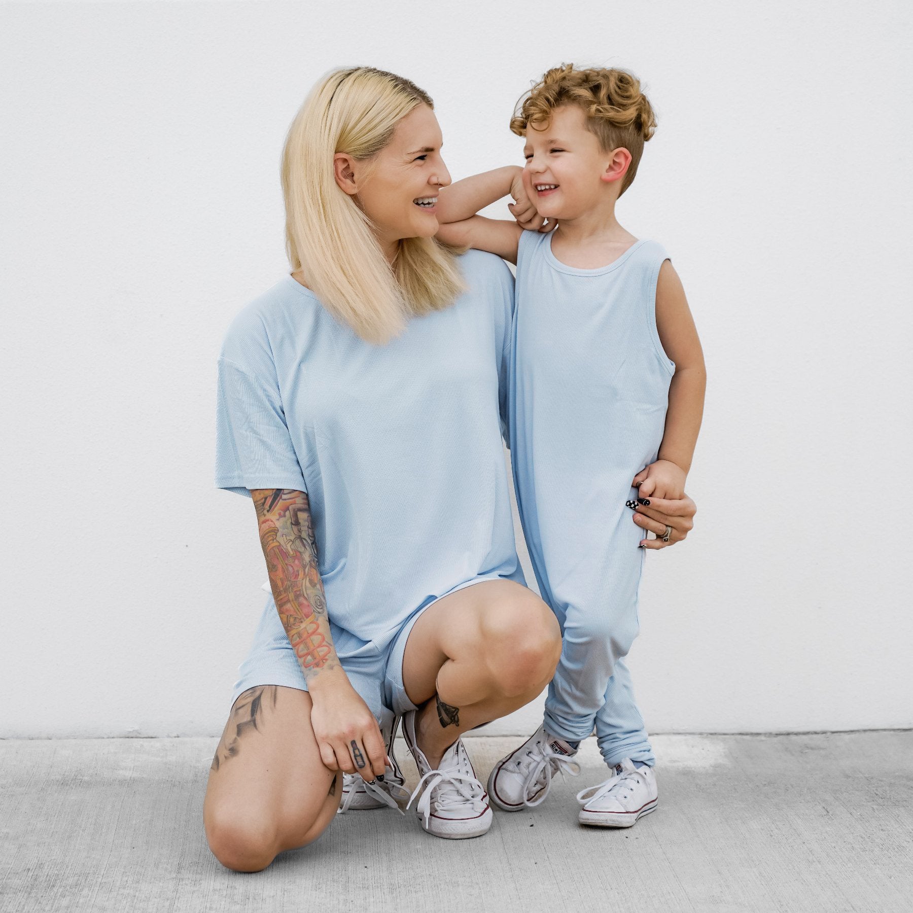 Coastal Blue Small Ribbed Harem Romper
