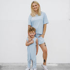 Coastal Blue Small Ribbed Harem Romper