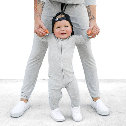 Heather Gray Small Ribbed Zip Romper