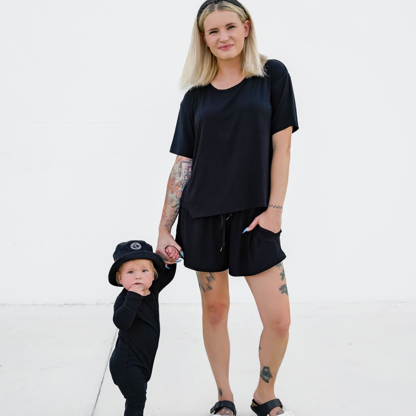 Jet Black Small Ribbed Zip Romper