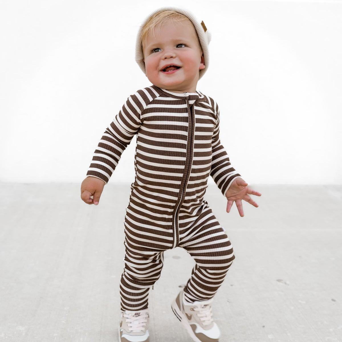 Pinecone Big Stripe Small Ribbed Zip Romper