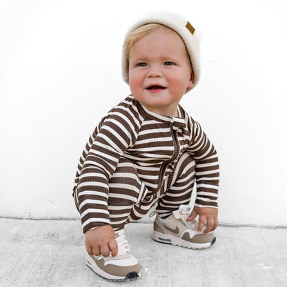 Pinecone Big Stripe Ribbed Zip Romper