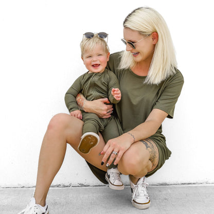 Pine Green Small Ribbed Women's Short Sleeve Top