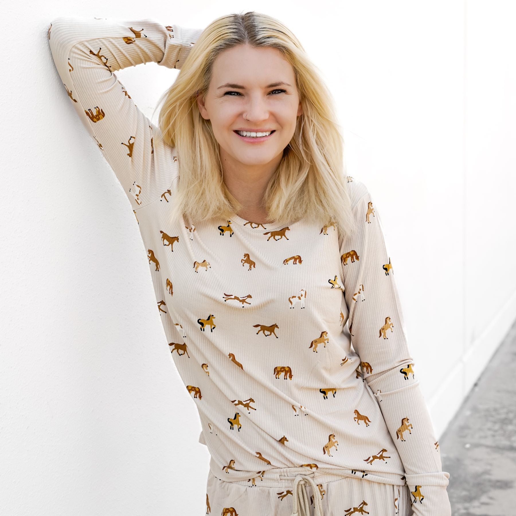 Horses Small Ribbed Women's Long Sleeve Top