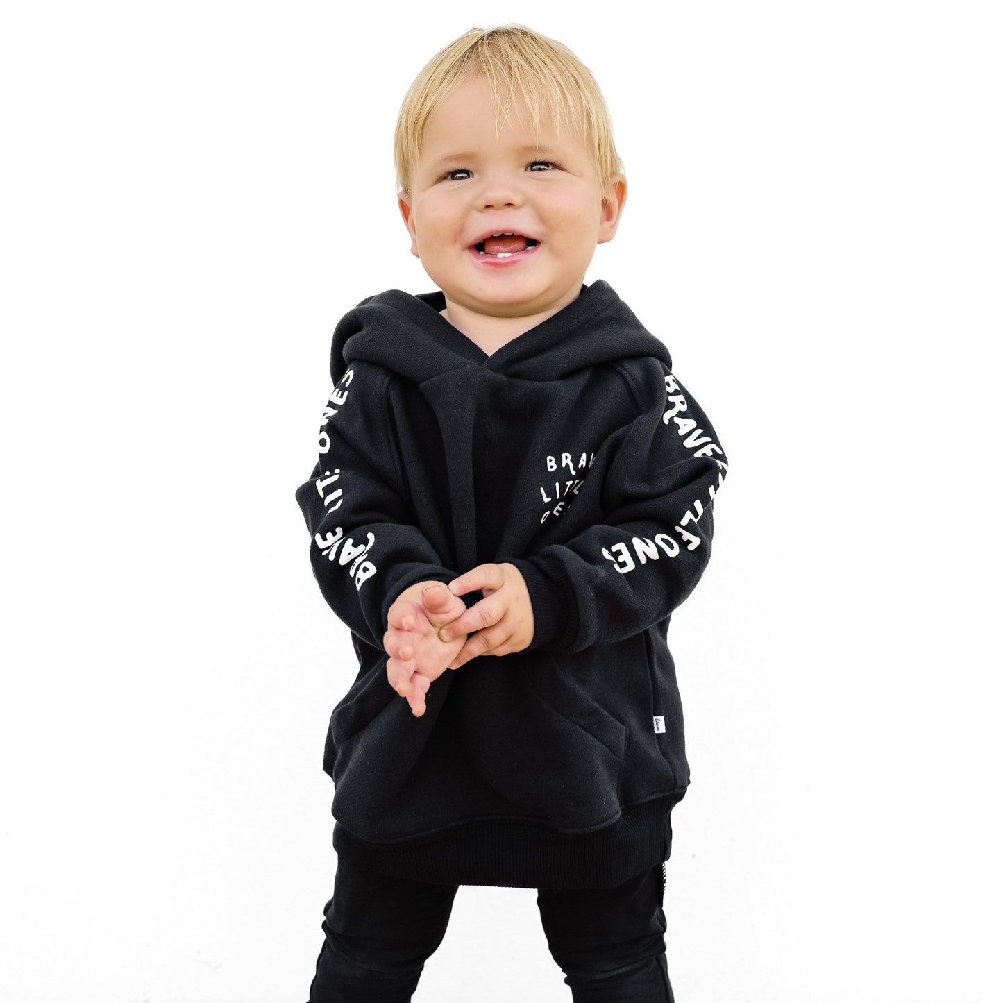 Brave Little Ones Midnight Black Signature Sleeve Fleece Hoodie