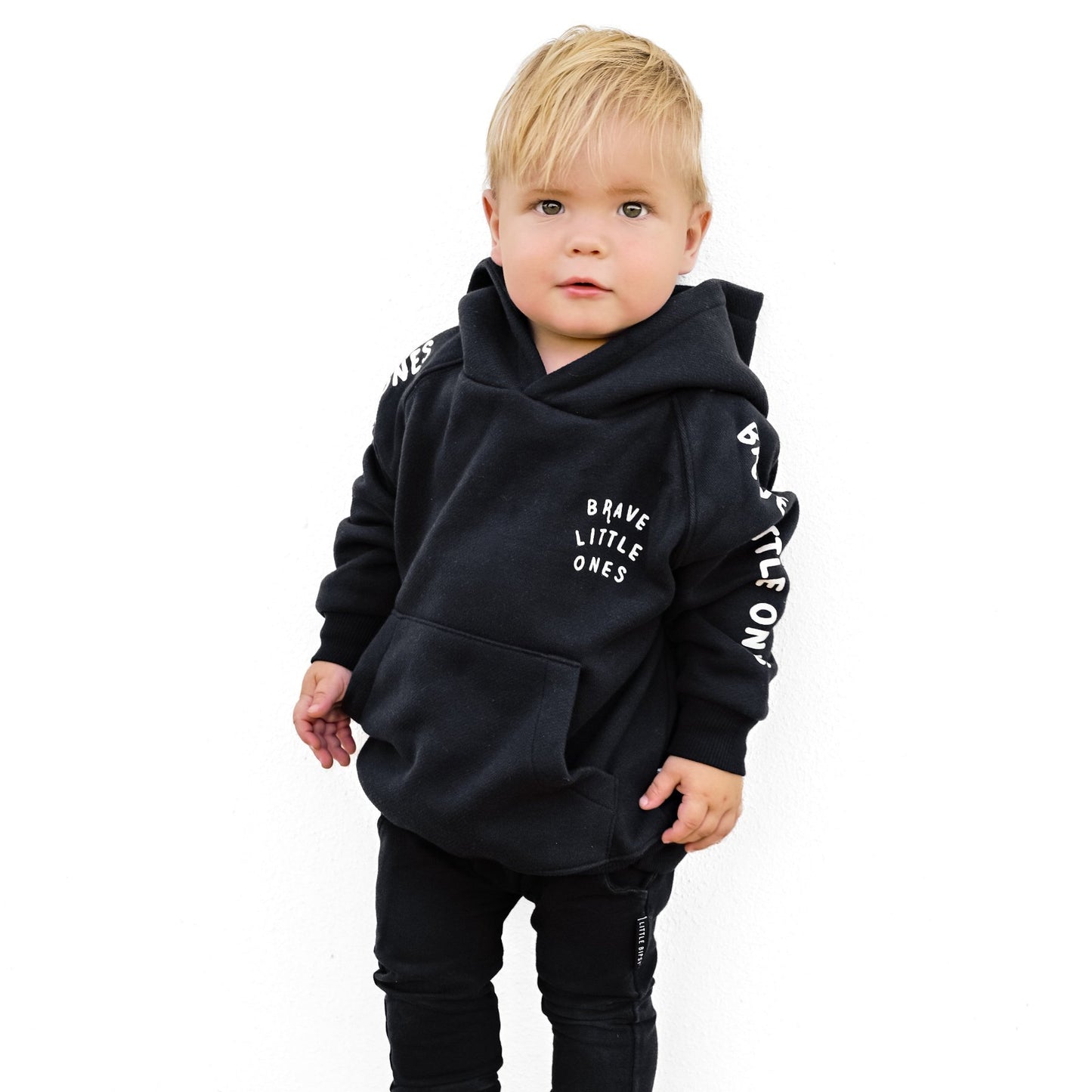 Brave Little Ones Midnight Black Signature Sleeve Fleece Hoodie