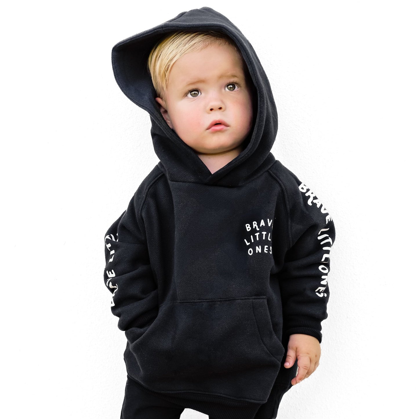 Brave Little Ones Midnight Black Signature Sleeve Fleece Hoodie