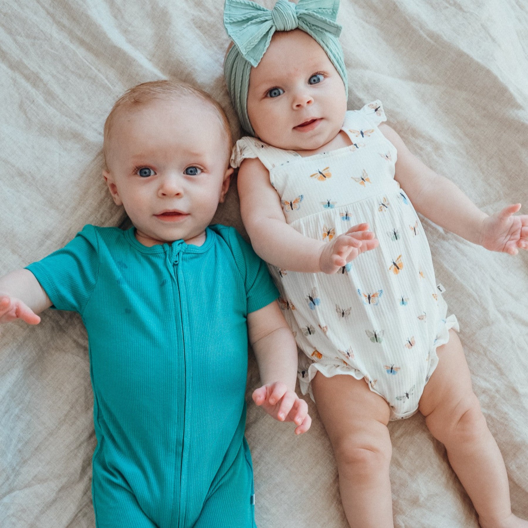 Teal Small Ribbed Summer Zip Romper