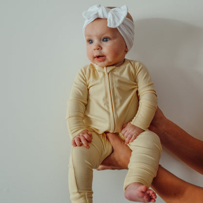 Lemon Yellow Small Ribbed Zip Romper