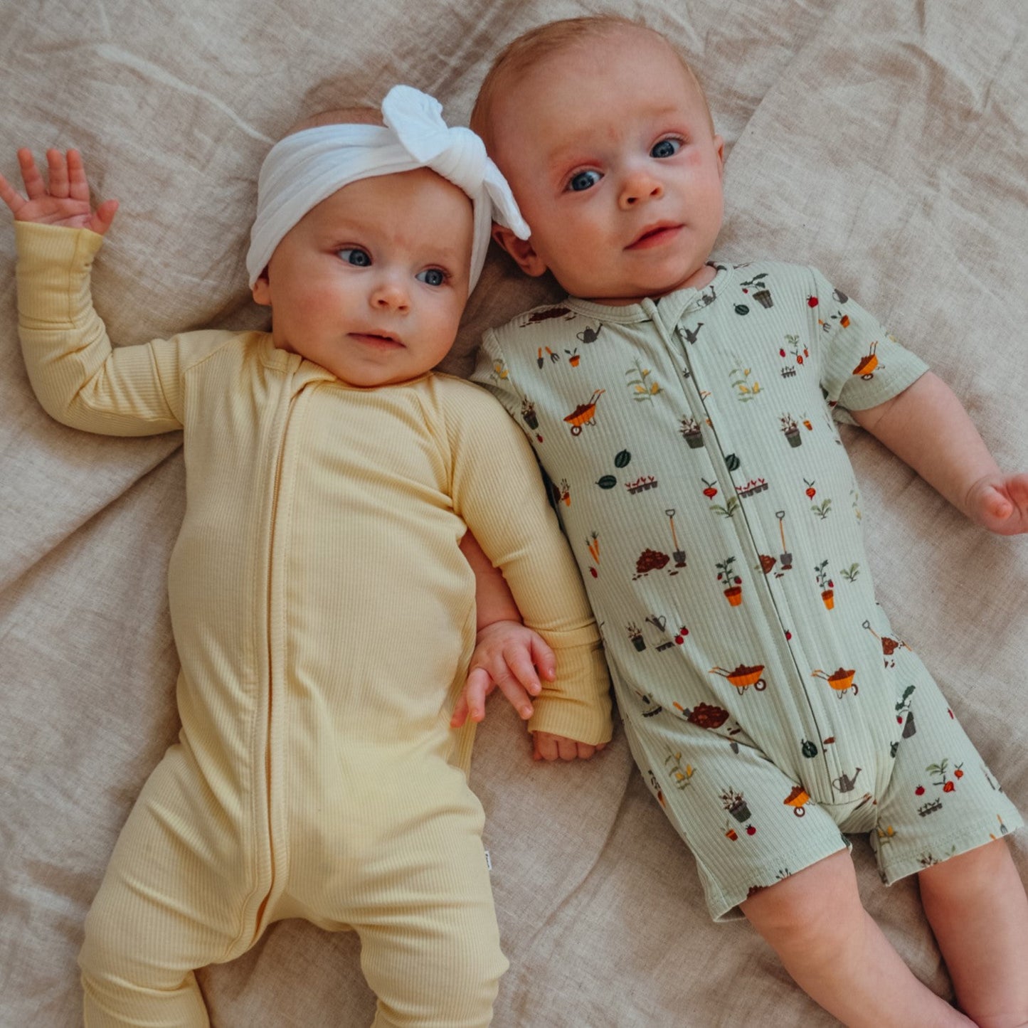 Lemon Yellow Small Ribbed Zip Romper