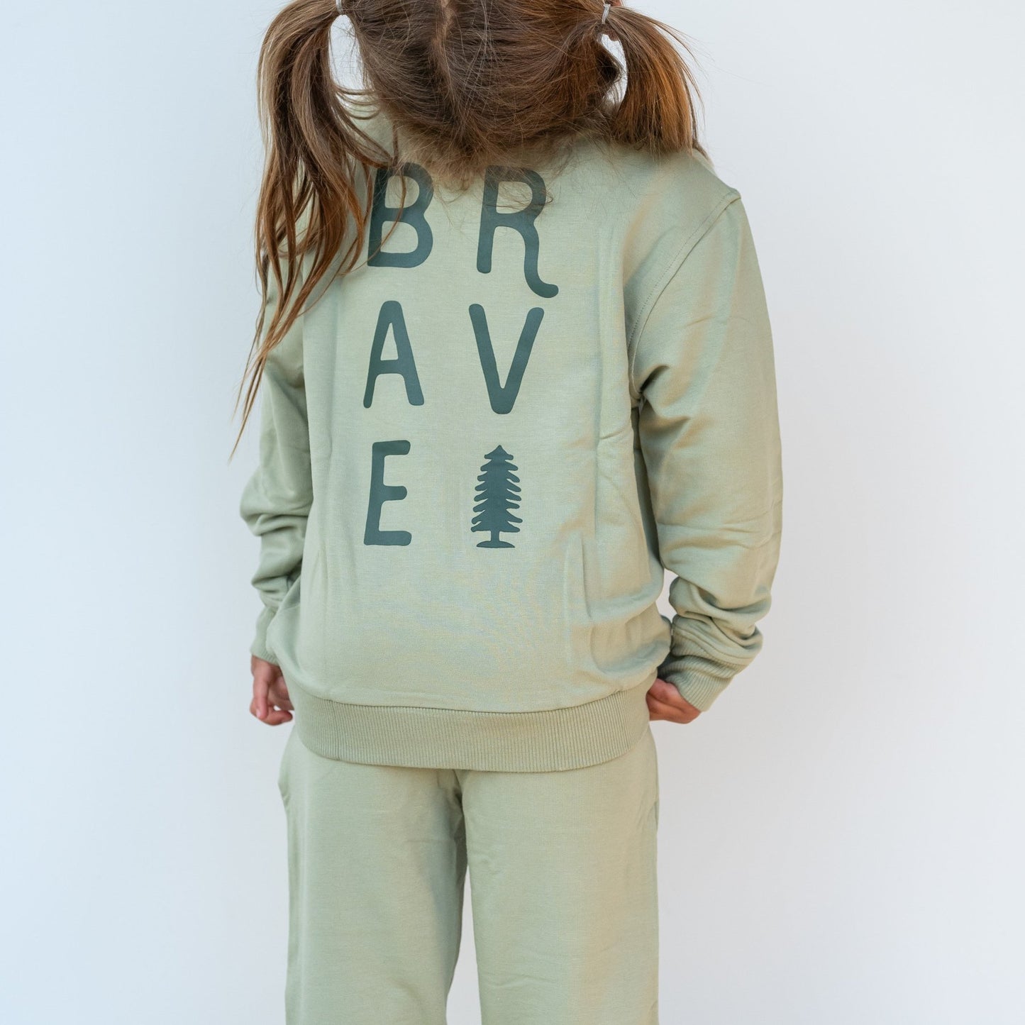 Brave With Tree Pale Sage Bamboo French Terry Pullover