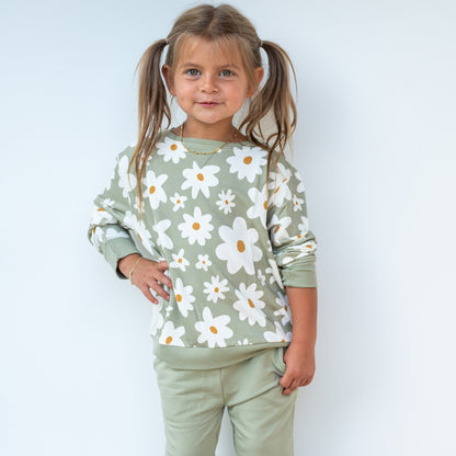 Floral Pale Sage Bamboo French Terry Pullover