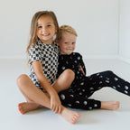 Checkered Lightning Bolt Small Ribbed Shorts Two-Piece Set