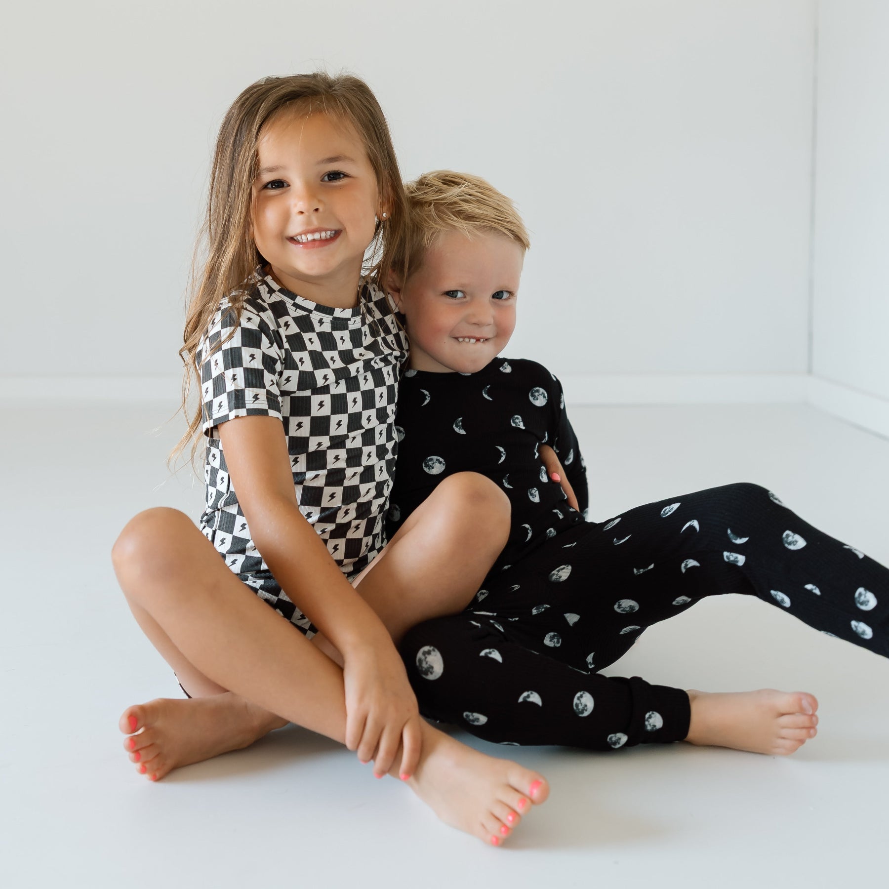 Checkered Lightning Bolt Small Ribbed Shorts Two-Piece Set