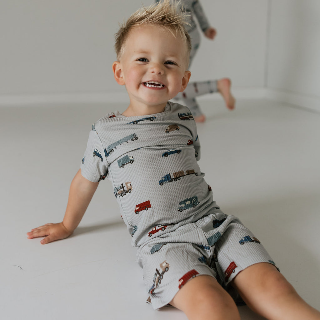 Road Vehicles Small Ribbed Shorts Two-Piece Set