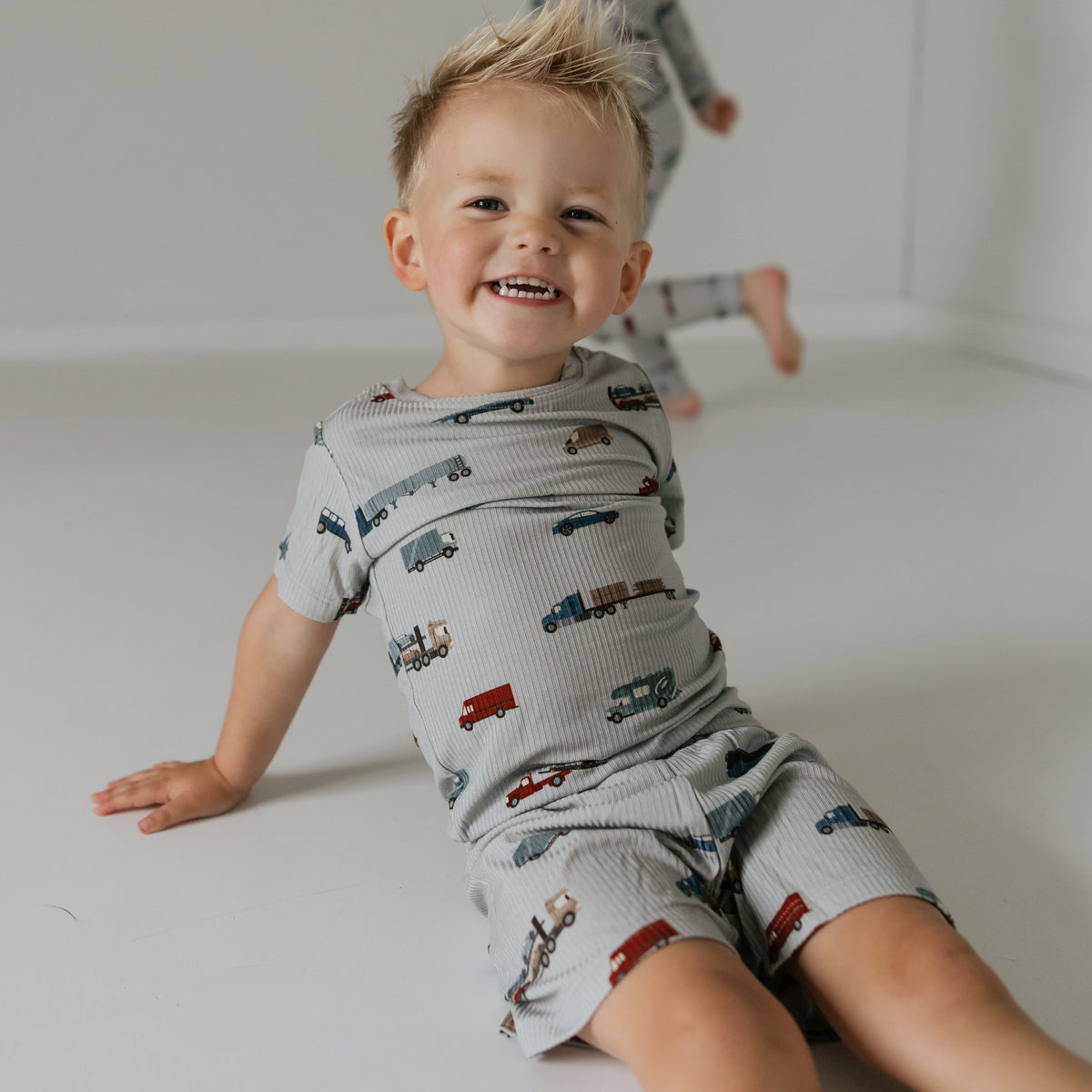 Road Vehicles Small Ribbed Shorts Two-Piece Set