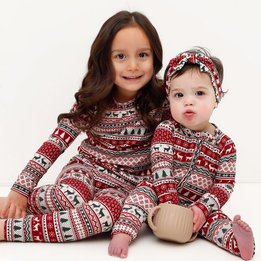 Christmas Sweater Stripe Small Ribbed Two-Piece Set