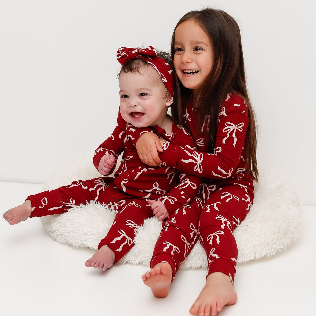 Coquette Bows Red Small Ribbed Two-Piece Set