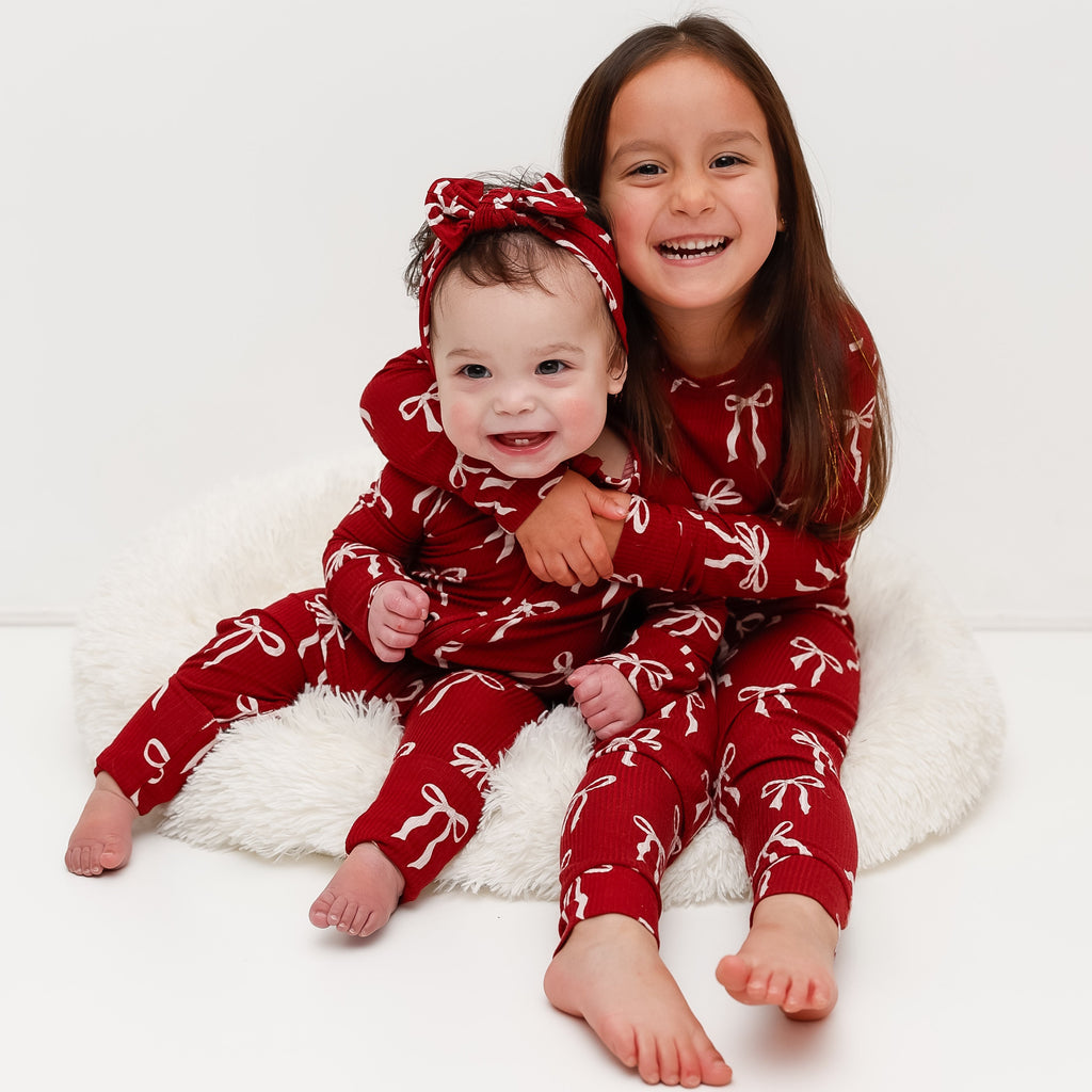 Coquette Bows Red Small Ribbed Zip Romper