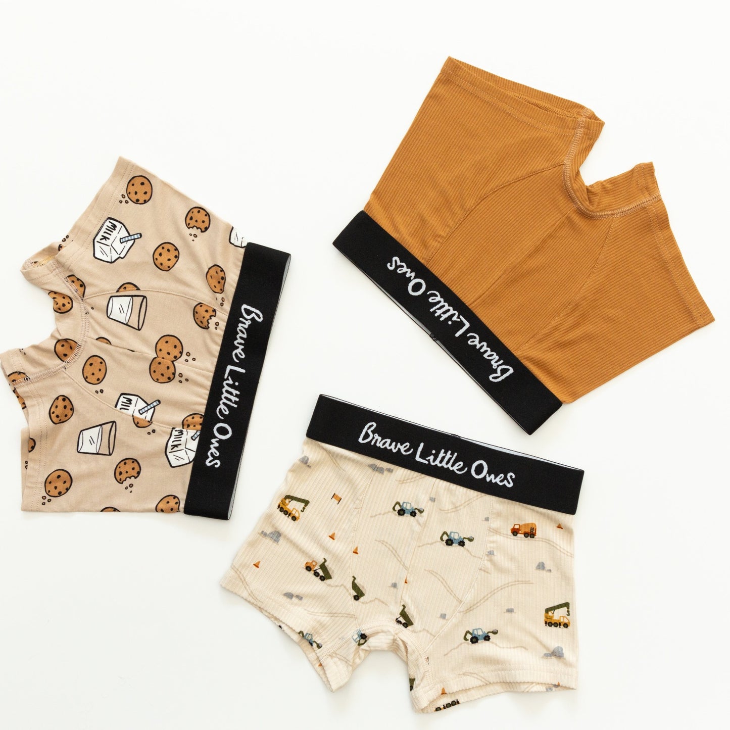 Construction, Cookies & Milk and Camel Small Ribbed Boxer Brief 3 Pack
