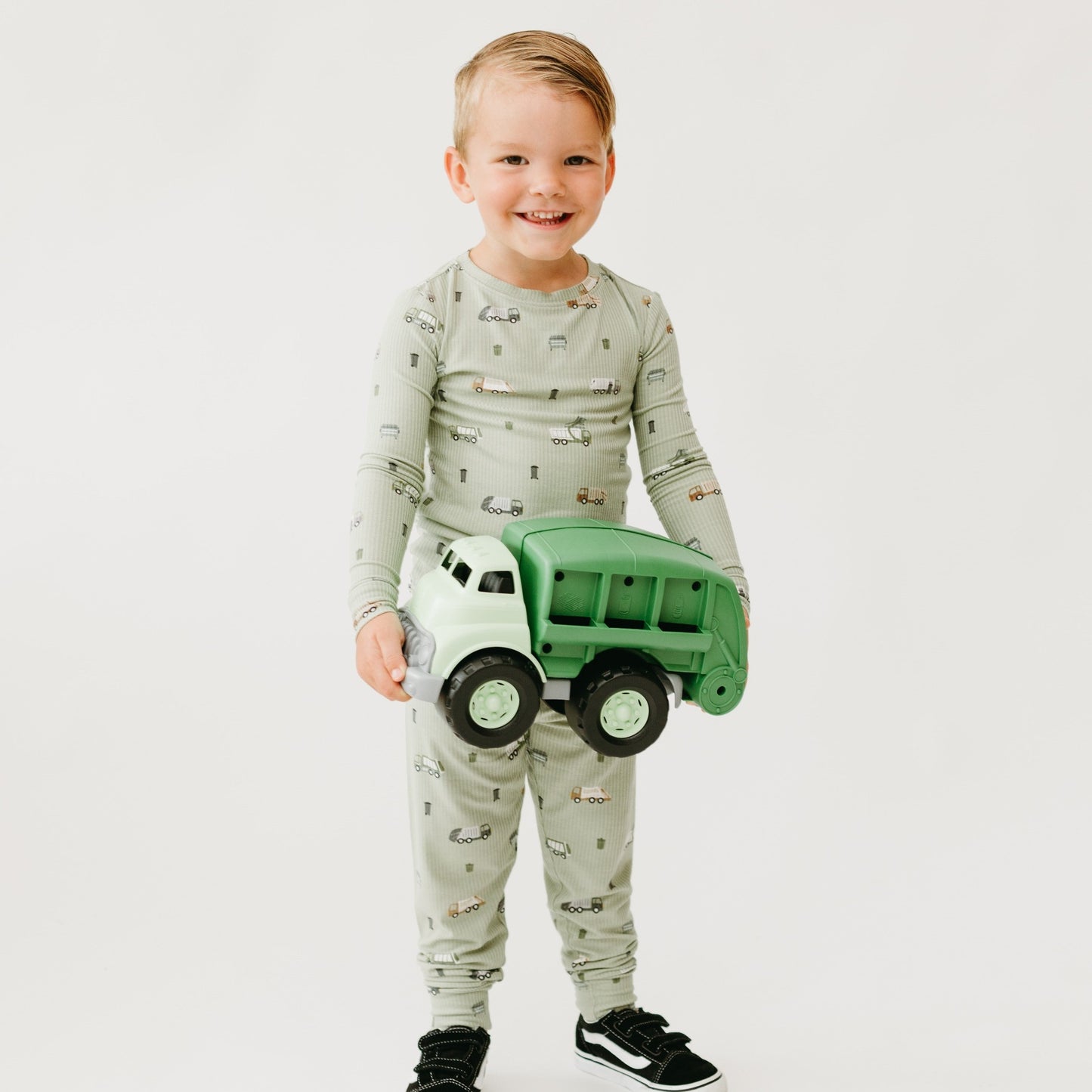 Trash Trucks Small Ribbed Two-Piece Set