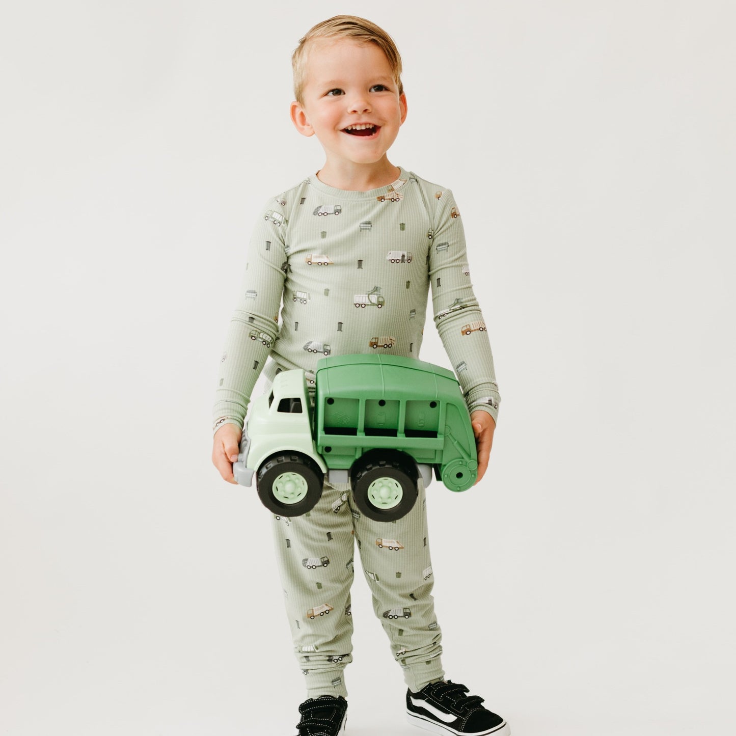 Trash Trucks Small Ribbed Two-Piece Set