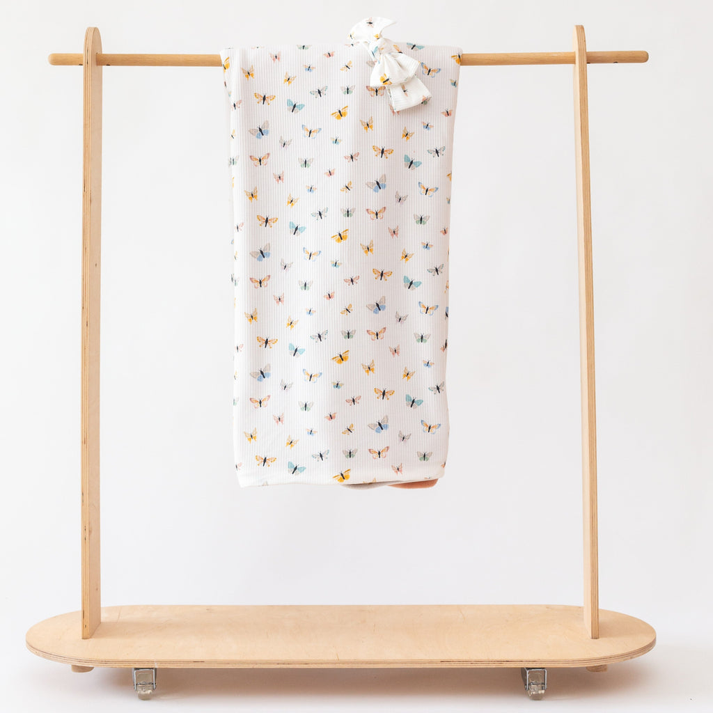 Butterflies Small Ribbed Toddler Blanket