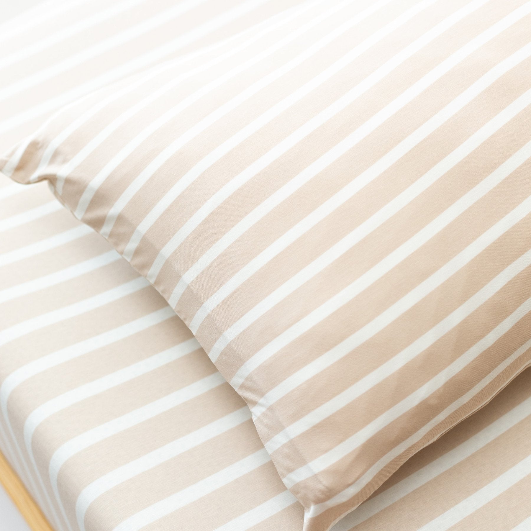 Tan Wide Stripe Twin Sheet With Pillow Case