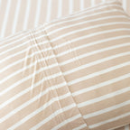Tan Wide Stripe Twin Sheet With Pillow Case