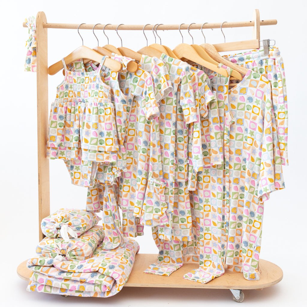 Checkered Seashells Small Ribbed Pocket Dress