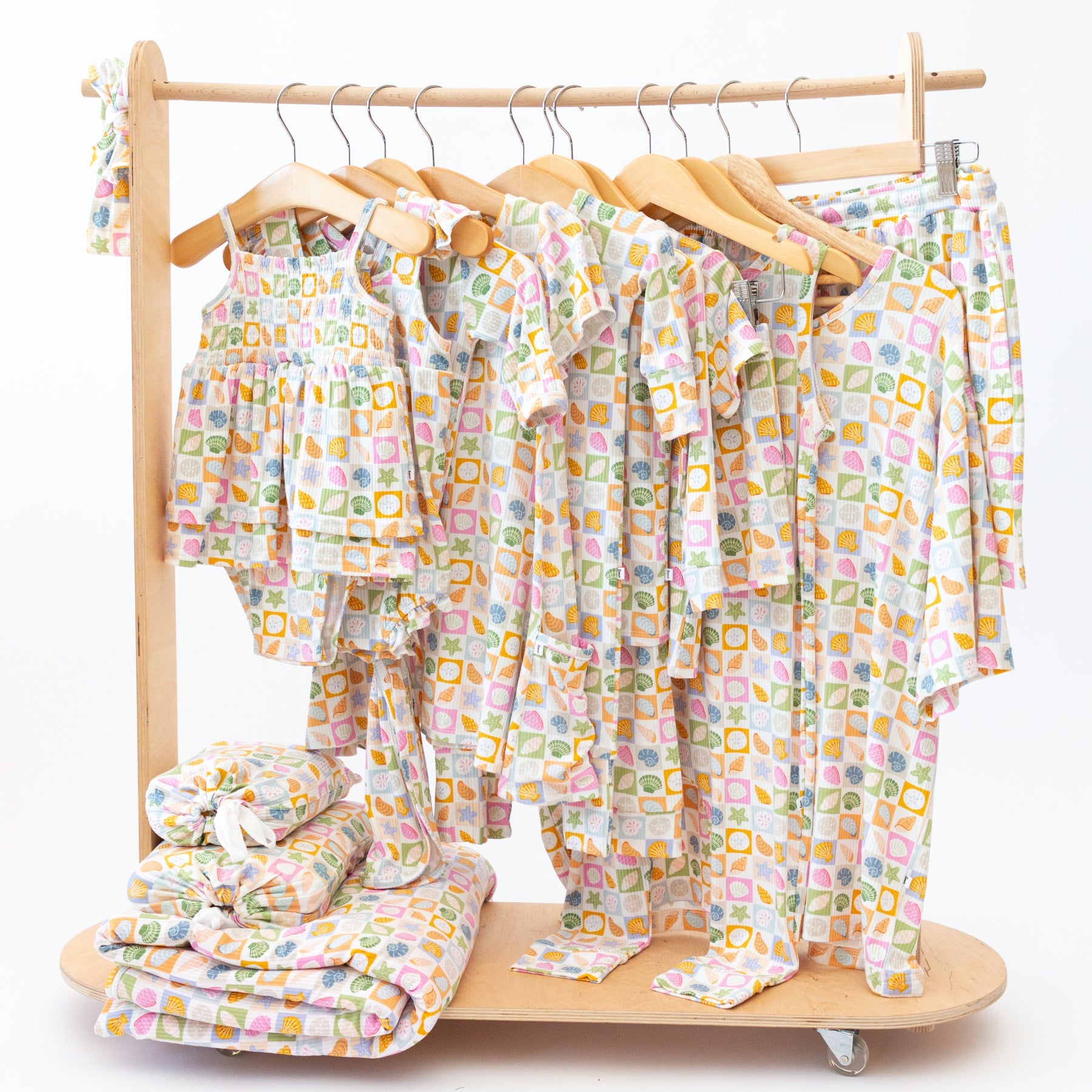 Checkered Seashells Small Ribbed Pocket Dress