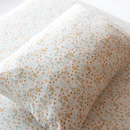 Whimsical Floral Twin Sheet With Pillow Case