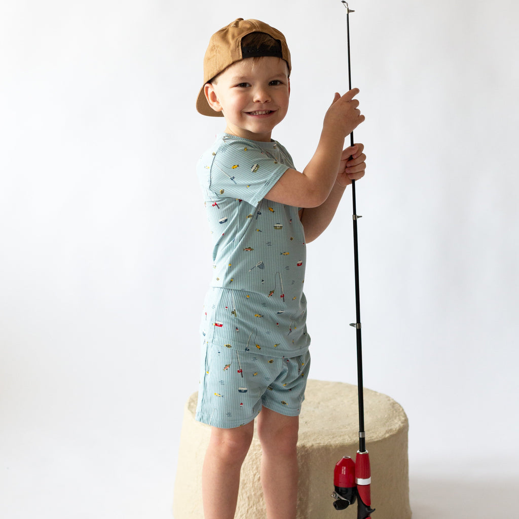 Gone Fishing Small Ribbed Shorts Two-Piece Set