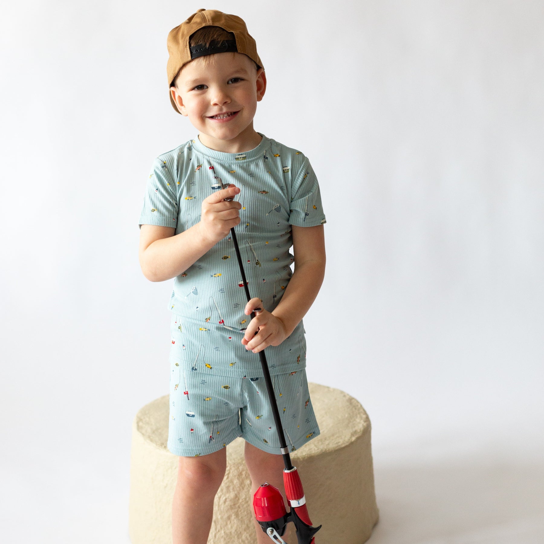 Gone Fishing Small Ribbed Shorts Two-Piece Set