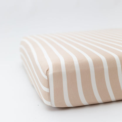 Tan Wide Stripe Crib Sheet