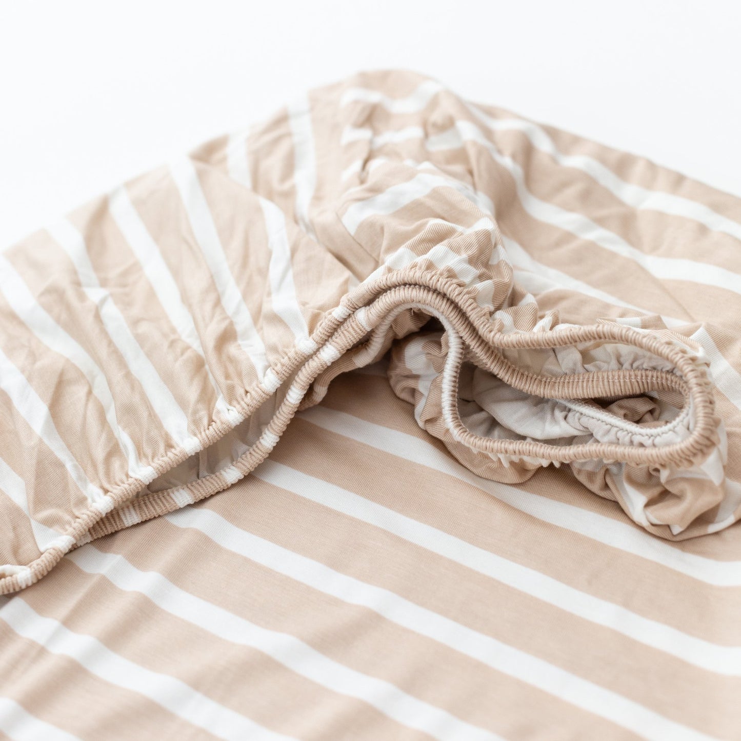 Tan Wide Stripe Crib Sheet