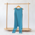 Poolside Blue Small Ribbed Harem Romper